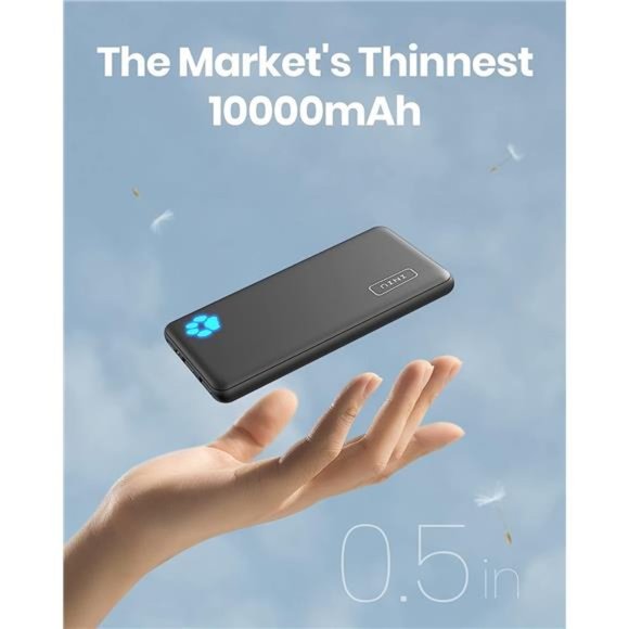 Portable Charger, Slimmest 10000mAh 5V/3A Power Bank, USB C in&out High-Speed - Picture 2 of 6